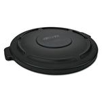 BRUTE Self-Draining Flat Top Lids for 55 gal Round BRUTE Containers, 27.64" Diameter, Black, 3/Carton