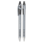 FlexGrip Ultra Recycled Ballpoint Pen, Retractable, Fine 0.8 mm, Black Ink, Gray/Black Barrel, Dozen