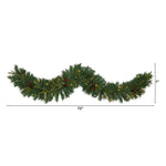 Nearly Natural 6-ft Mixed Pine Artificial Christmas Garland with 35 Clear LED Lights, Berries and Pinecones (W1108)