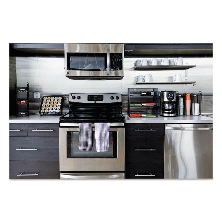 Onyx Breakroom Organizers, 3 Compartments, 12.75 x 4.5 x 13.25, Steel Mesh, Black