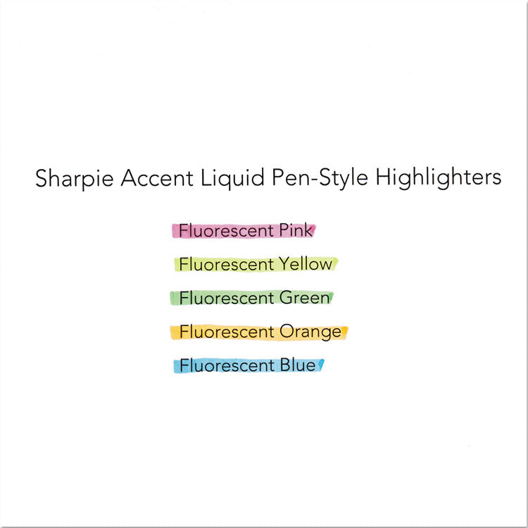 Liquid Pen Style Highlighters, Assorted Ink Colors, Chisel Tip, Assorted Barrel Colors, 5/set