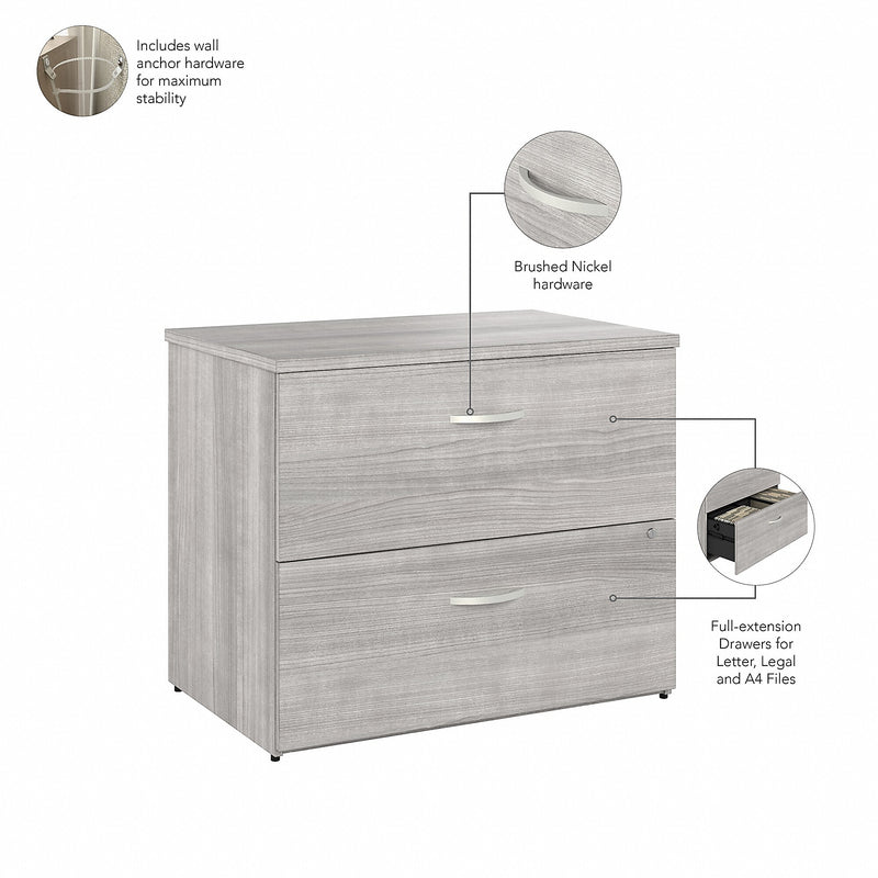 Bush Business Furniture Studio A 2-Drawer Lateral File Cabinet, Locking, Letter/Legal, Platinum Gray, 36" (SDF136PGSU-Z)