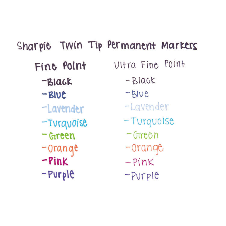 Twin-Tip Permanent Marker, Extra-Fine/fine Bullet Tips, Black, Dozen