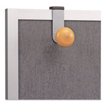 Cubicle Garment Peg, 1-Hook, 1.2 x 1.38 x 4.3, Wood, Metallic Gray, 1 lb Capacity