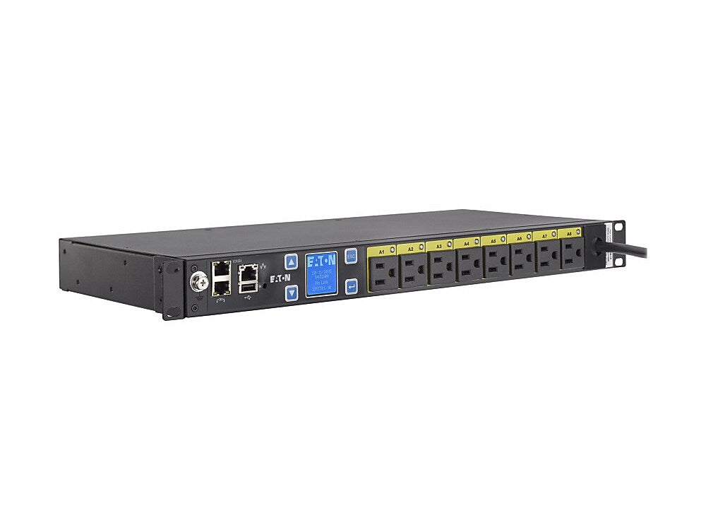 Eaton Single-Phase 120V Managed Rack Power Distribution Unit, 8-Outlet, 1U Rack Mount, Black (EMAT08-10)
