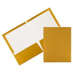 JAM Paper Glossy 3-Hole Punched 2 Pocket Cardstock Presentation Folder, Gold, 100/Box (385GGOB)