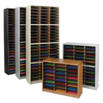 Steel/Fiberboard Literature Sorter, 72 Compartments, 32.25 x 13.5 x 75, Black