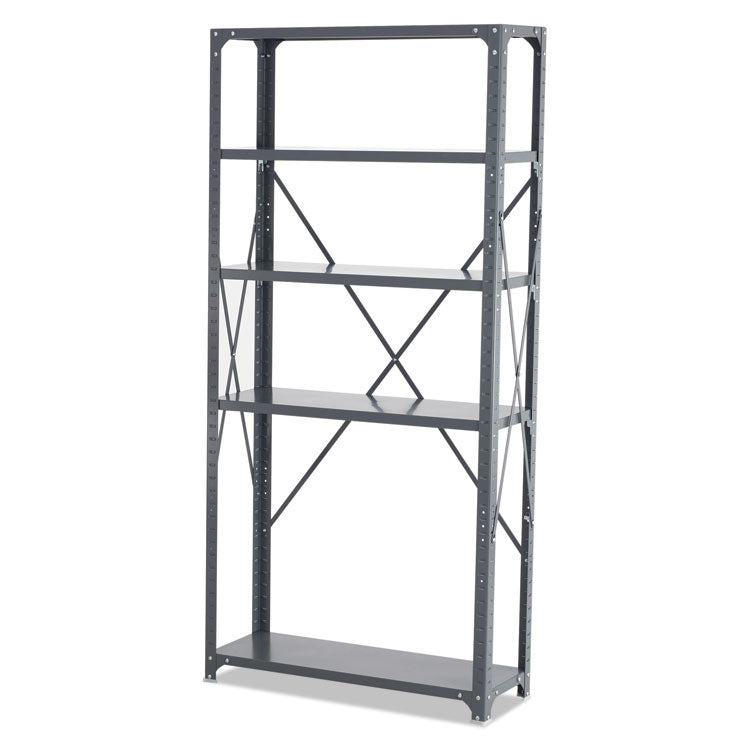 Commercial Steel Shelving Unit, Five-Shelf, 36w X 12d X 75h, Dark Gray