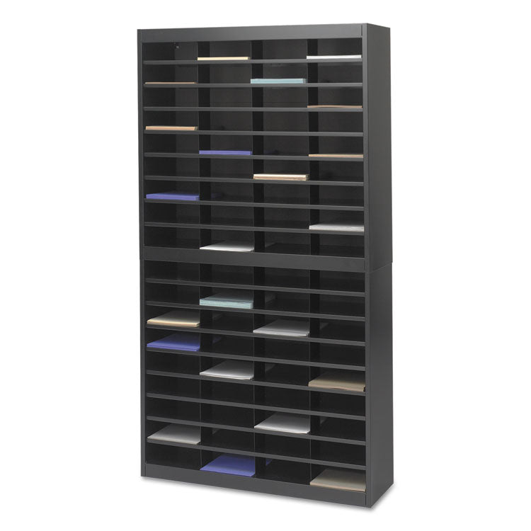 Steel/Fiberboard E-Z Stor Sorter, 72 Compartments, 37.5 x 12.75 x 71, Black