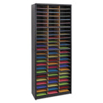 Steel/Fiberboard Literature Sorter, 72 Compartments, 32.25 x 13.5 x 75, Black