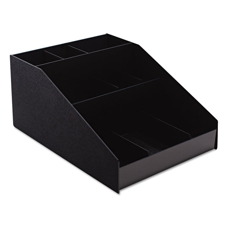 Horizontal Condiment Organizer, 9 Compartments, 12 x 16 x 7.5, Black