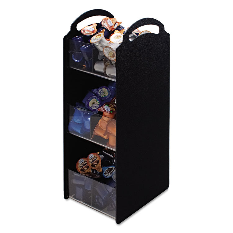 Compact Condiment Organizer, 6 Compartments, 6.13 x 8 x 18, Black