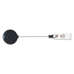 Swivel-Back Retractable Id Card Reel, 30" Extension, Black, 12/pack