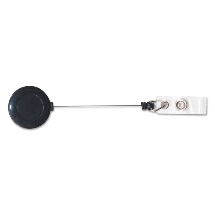 Swivel-Back Retractable Id Card Reel, 30" Extension, Black, 12/pack