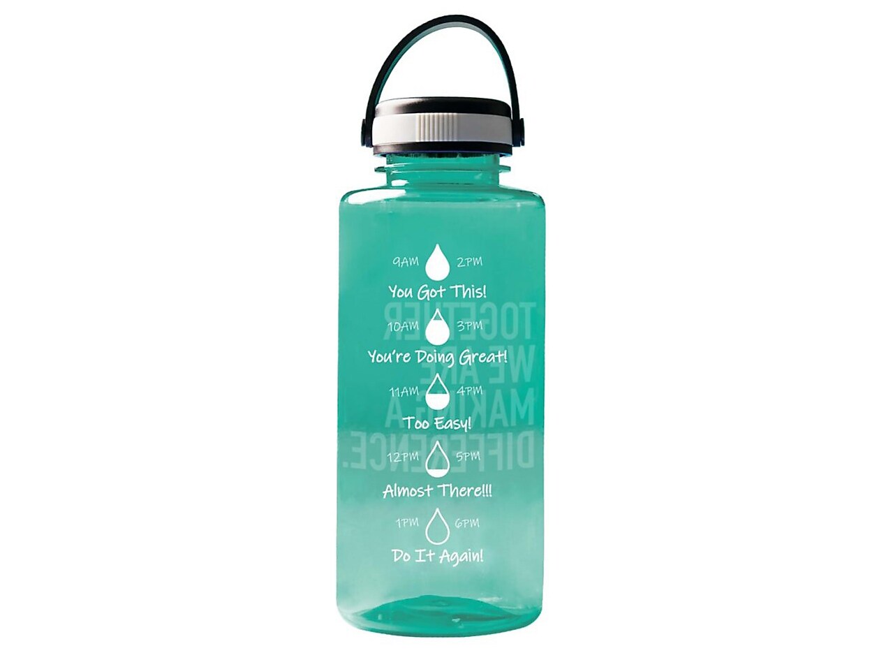 Baudville Drink it Up! "Making a Difference" Plastic Water Bottle, 36 oz., Green, 2/Pack (1396376P231)