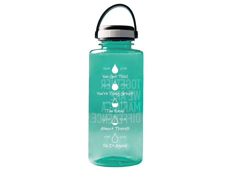 Baudville Drink it Up! "Making a Difference" Plastic Water Bottle, 36 oz., Green, 2/Pack (1396376P231)