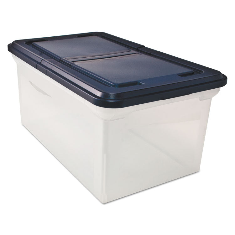 Extra-Capacity 28" File Tote, Letter Files, 23.25" X 14.25" X 10.63", Clear/navy