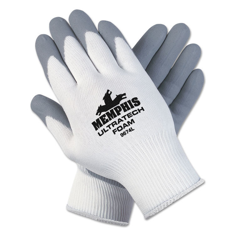 Ultra Tech Foam Nitrile Gloves, EN388: 3121, X-Large, Gray/White, 12 Pairs