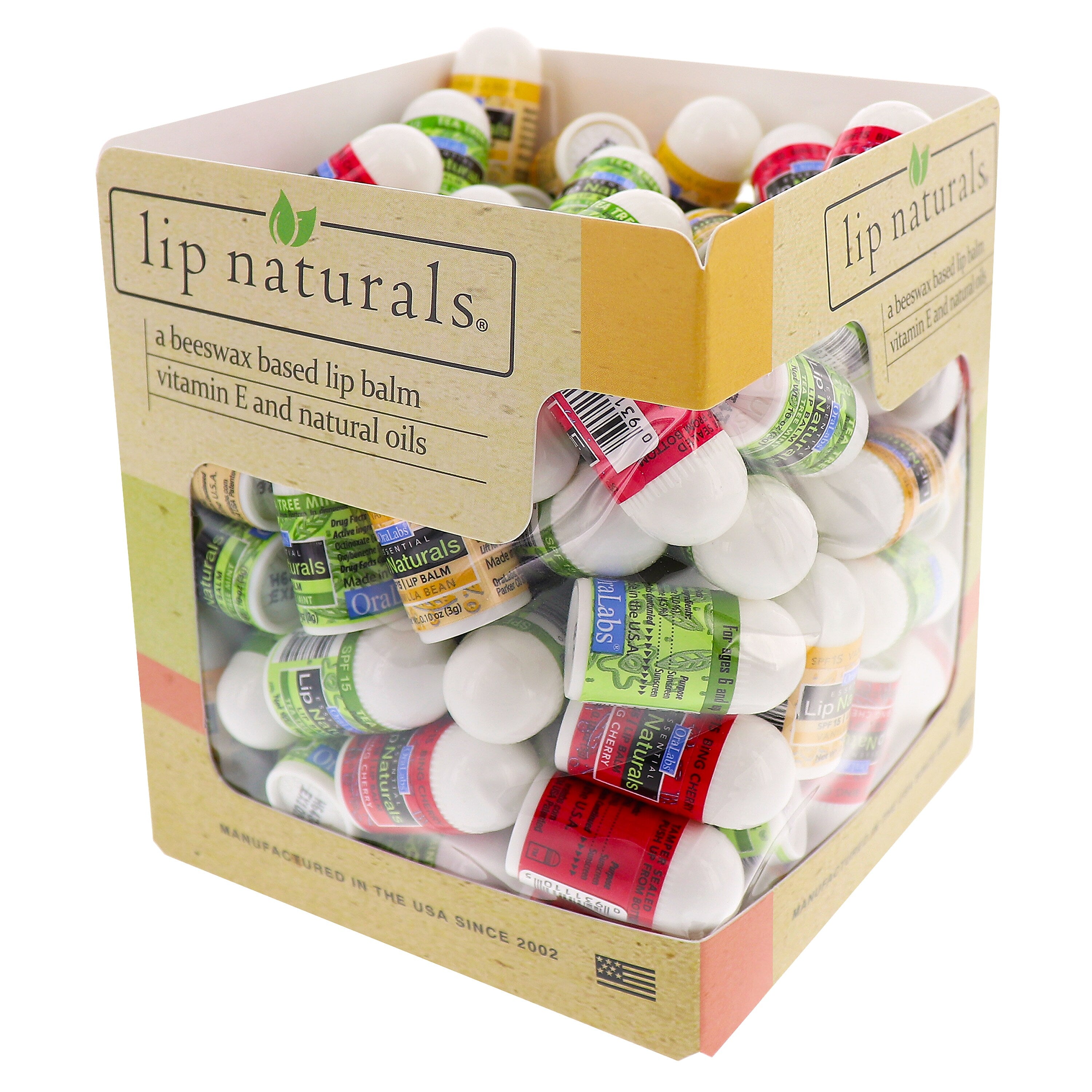 Lip Naturals Beewax Based Lip Balm with Vitamin E, Assorted Flavors, 100/Box (950FB)