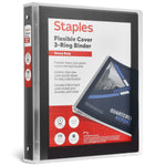 Staples Heavy Duty 1" 3-Ring Flexible Poly Binder, Black (ST62612)