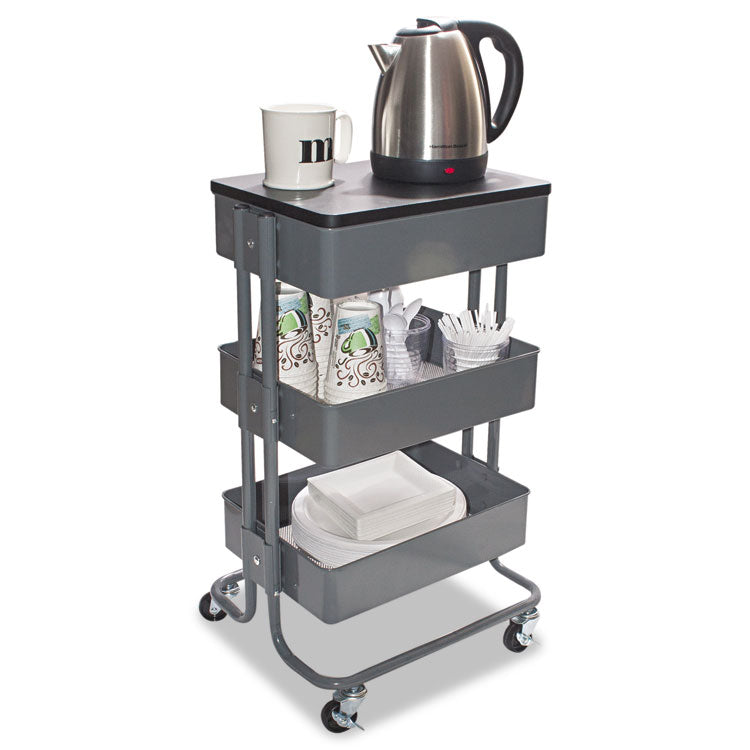 Adjustable Multi-Use Storage Cart And Stand-Up Workstation, 15.25" X 11" X 18.5" To 39", Gray
