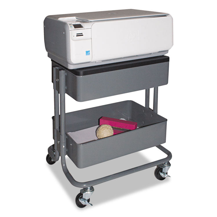 Adjustable Multi-Use Storage Cart And Stand-Up Workstation, 15.25" X 11" X 18.5" To 39", Gray