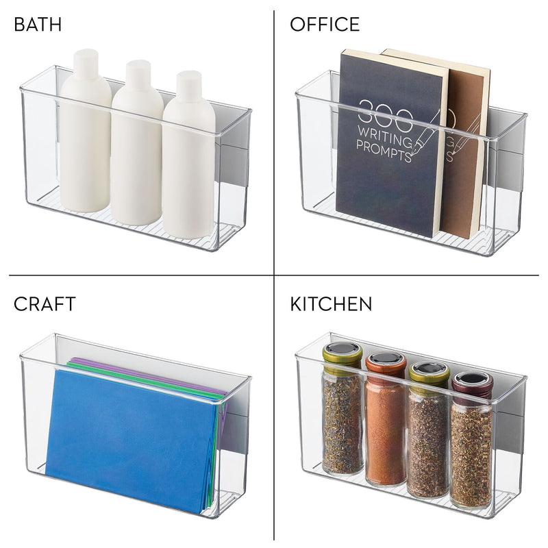 iDESIGN Magnetic Plastic Storage Bin, 6.5" x 3"x 11", Clear, 2/Pack (28016M2)