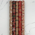 JAM Paper Christmas Wrapping Paper, 25 Sq. ft. x 30", Kraft Christmas Set, 5 Rolls/Pack (165K5KrChr)
