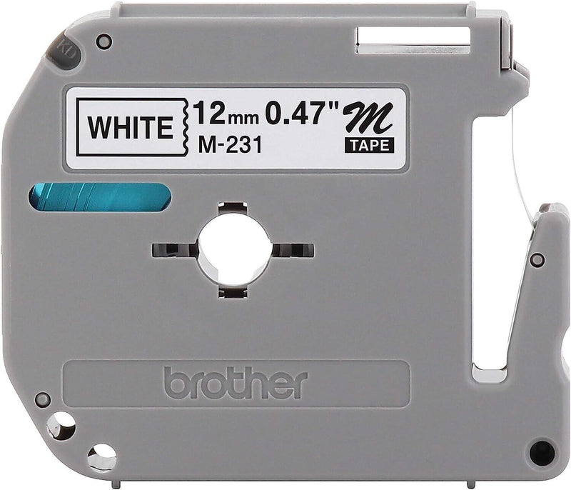 Brother P-touch M-231 Label Maker Tape, 1/2" x 26-2/10', Black on White (M-231)