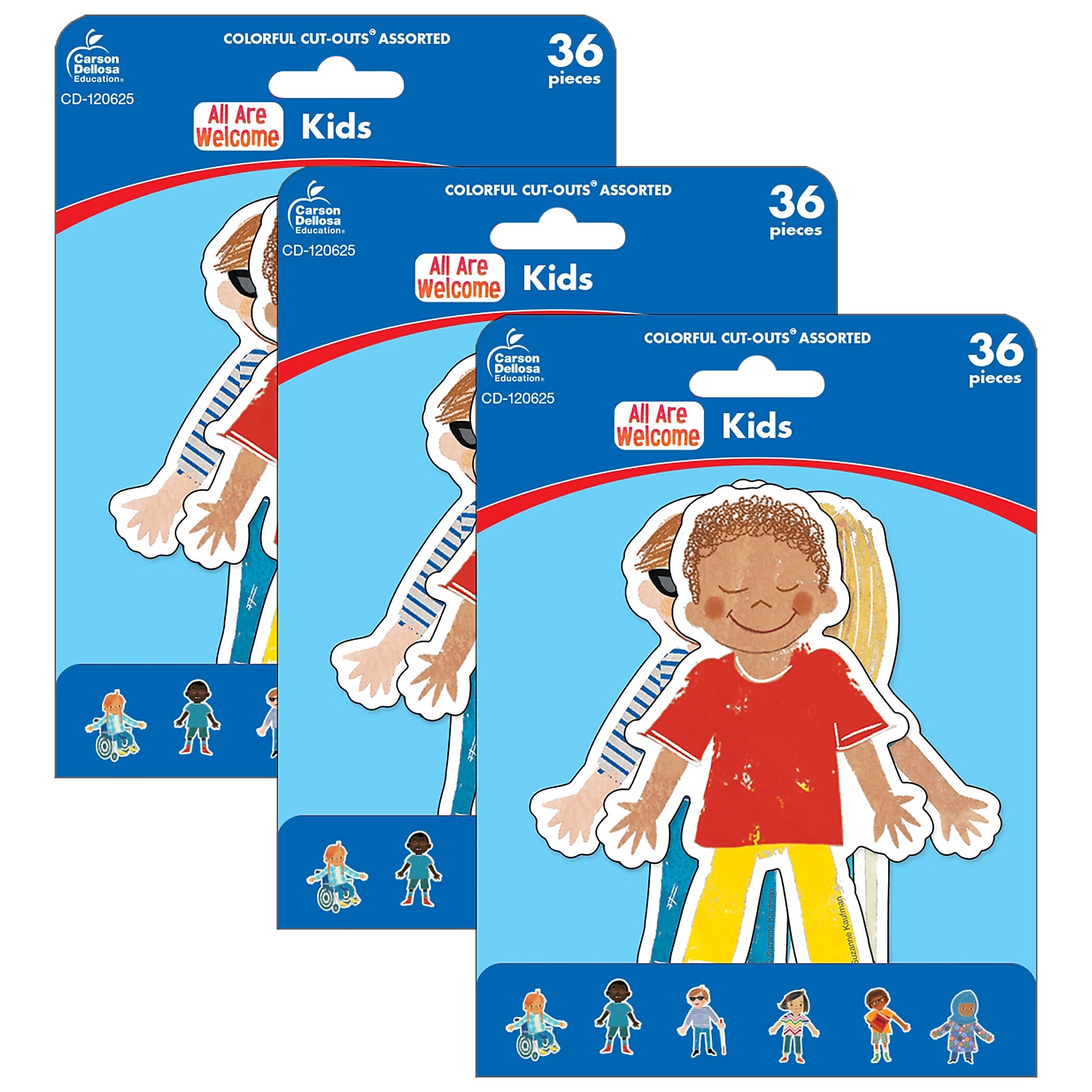 Carson Dellosa Education All Are Welcome Kids Cut-Outs, 36 Per Pack, 3 Packs (CD-120625-3)