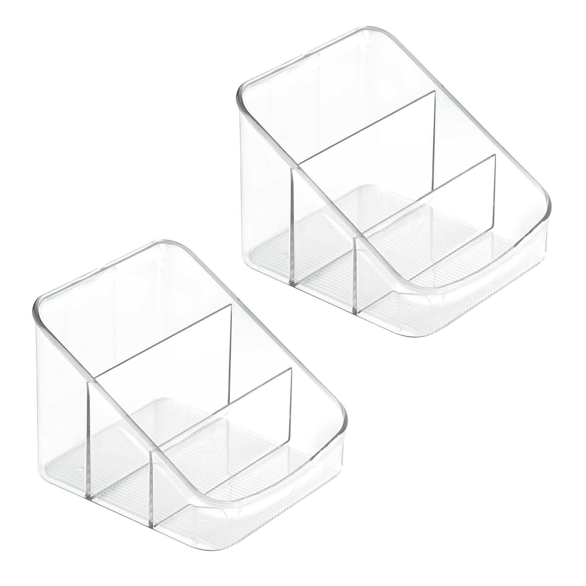 iDESIGN 3-Compartment Plastic Desk Organizer, Clear, 2 Piece (28166M2)
