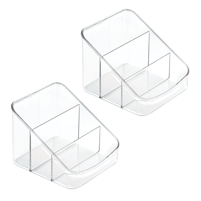 iDESIGN 3-Compartment Plastic Desk Organizer, Clear, 2 Piece (28166M2)