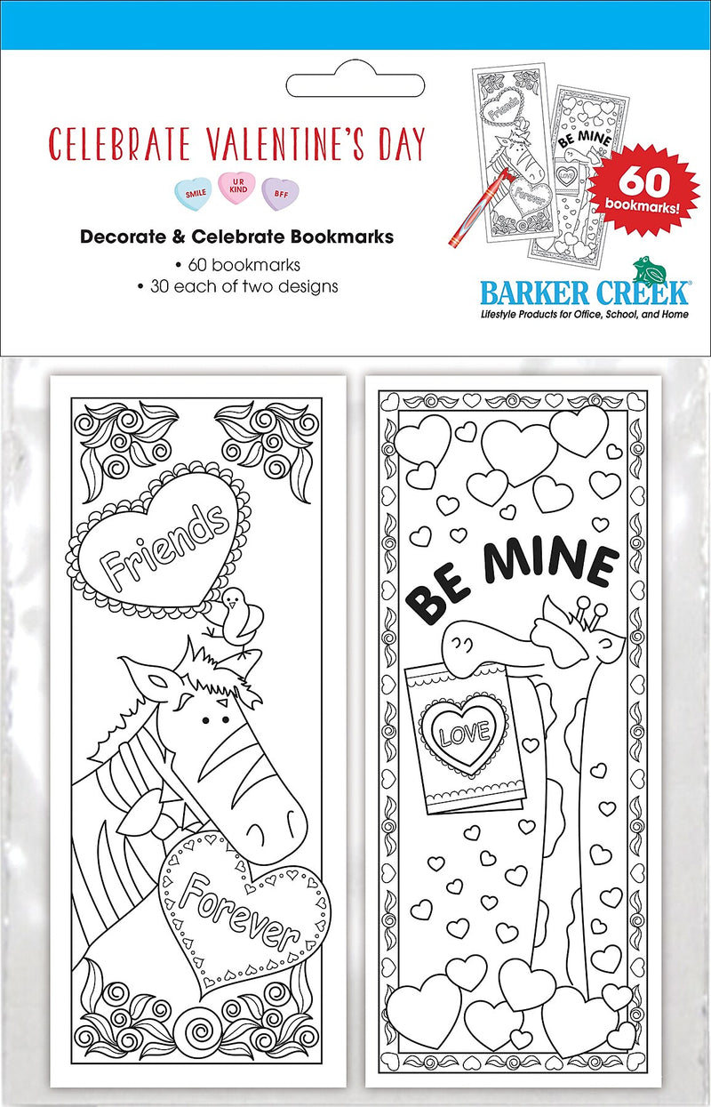 Barker Creek Celebrate Valentine's Day Bookmark Set, 60/Pack (LL2197)