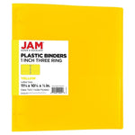 JAM Paper 1" 3-Ring Flexible Poly Binder, Yellow (PB75239YE)
