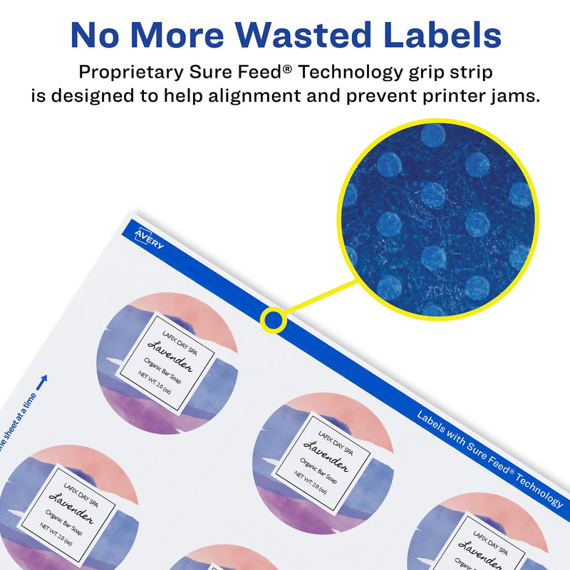 Avery Laser/Inkjet Round Multipurpose Labels, 1 0.5" Dia, Matte White, 500 Labels/Pack (94506)