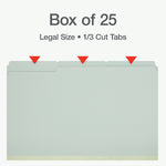 Pendaflex Recycled File Folder, 1-Tab, Assorted, Legal Size, Light Green, 25/Box (1006934)