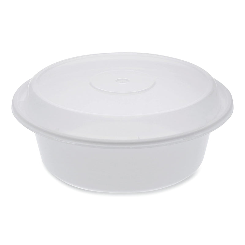 Pactiv Evergreen Newspring VERSAtainer Microwavable Containers, Round, 32 oz, 7 x 7 x 2.75, White/Clear, Plastic, 150/Carton