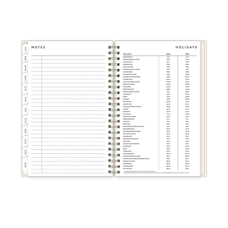 2026 Blue Sky Bespoke Letterpress Cream Hearts 5" x 8" Calendar Year Weekly & Monthly Planner, Plastic Cover (156228)