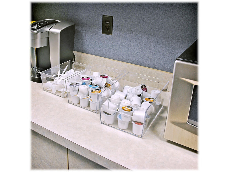 Azar Small Open Lid Plastic Storage Bin, 4" x 9"x 6", 5 Qt., Clear, 4/Pack (556233-4PK)