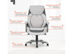 Sharper Image S-600 Active Lumbar Heated Ergonomic Bonded Leather Swivel Executive Massage Chair, Off-White (60098-OWHT)
