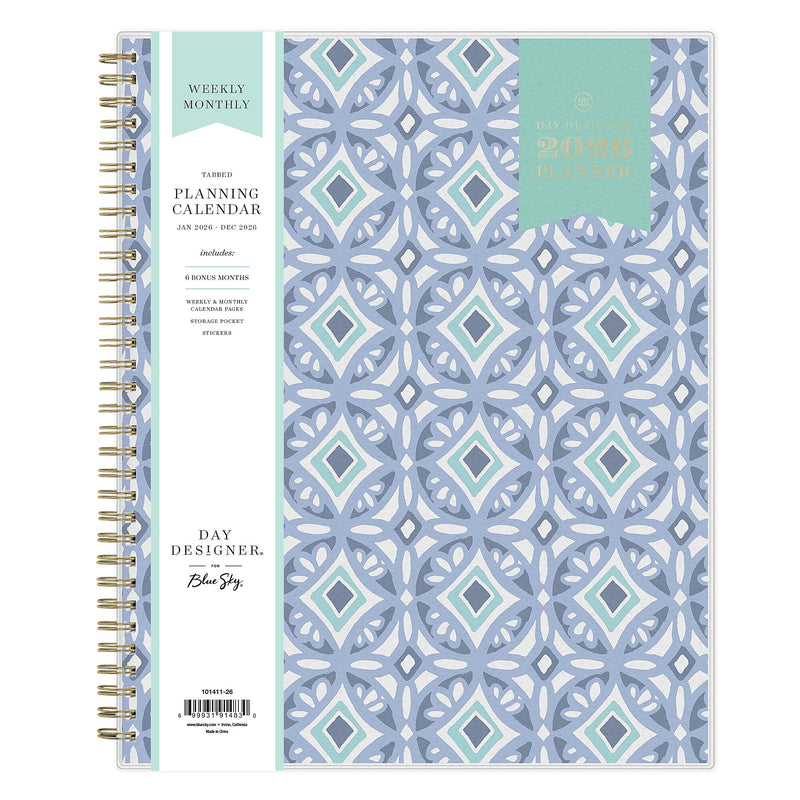 Planning Calendar DD Tile Frosted PP 8.5x11 RY26 Wkly/Mthly Safety Wirebound -
