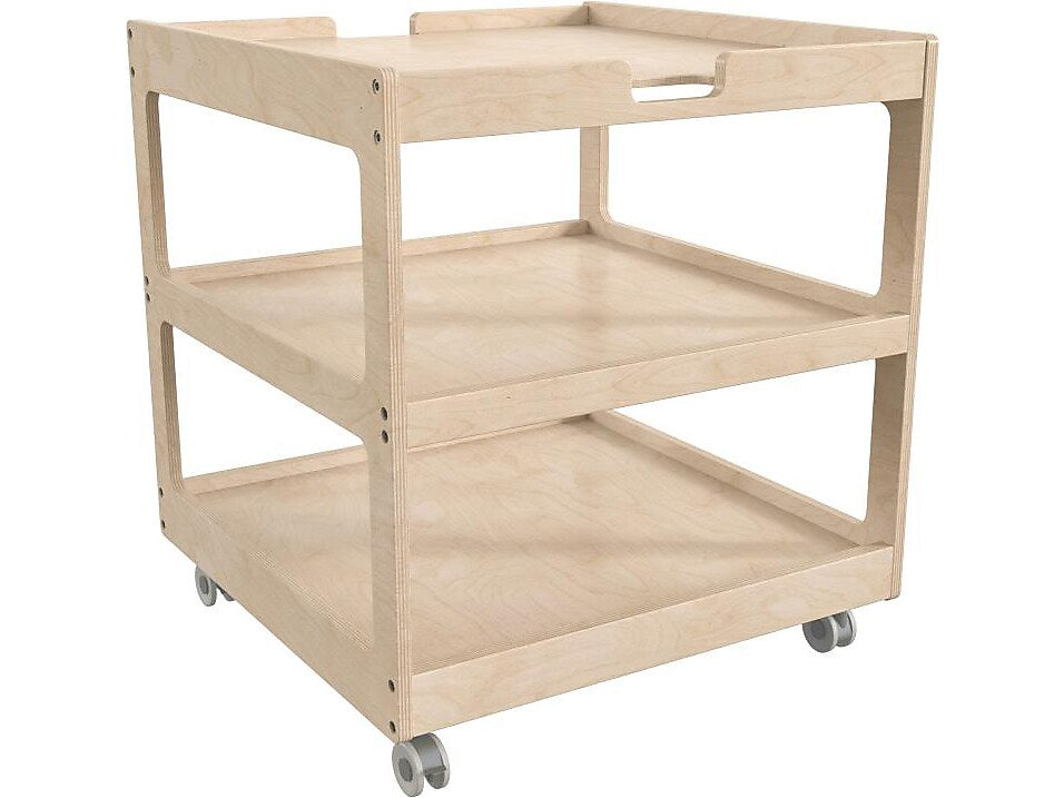 Flash Furniture Bright Beginnings Mobile 2-Section Storage Cart, 26.5"H x 23.5"W x 23.5"D, Brown (MK-ME14795-GG)