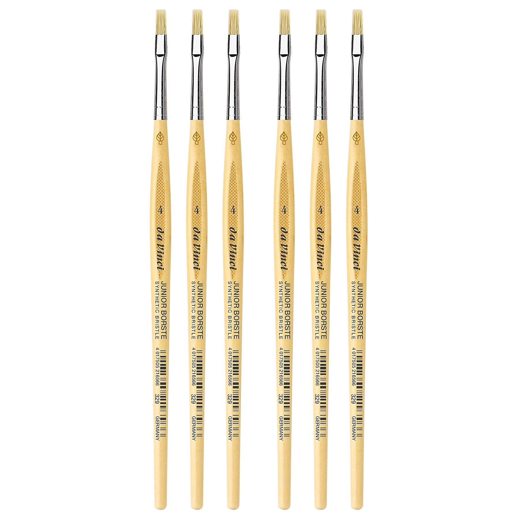 da Vinci JUNIOR BORSTE Tempera Synthetic Student Flat Brush, 6 Brushes/Pack (DVXVA3294-6)