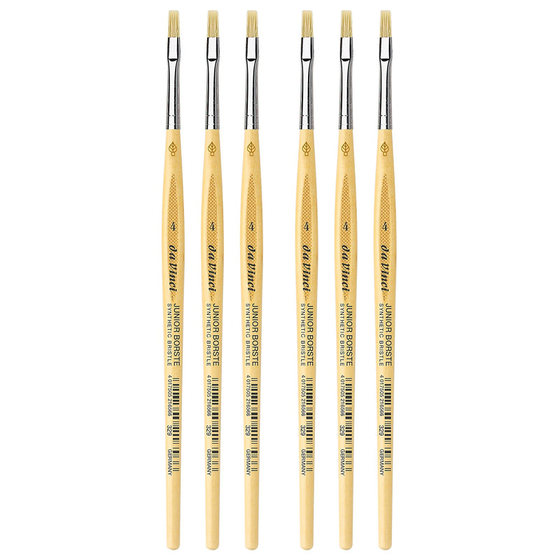 da Vinci JUNIOR BORSTE Tempera Synthetic Student Flat Brush, 6 Brushes/Pack (DVXVA3294-6)