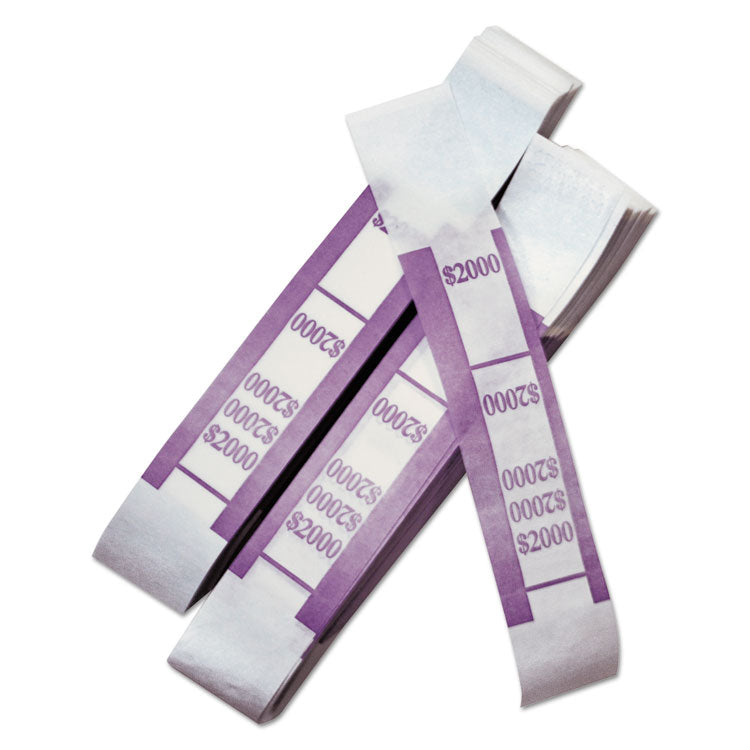 Color-Coded Kraft Currency Straps, $20 Bill, $2000, Self-Adhesive, 1000/pack
