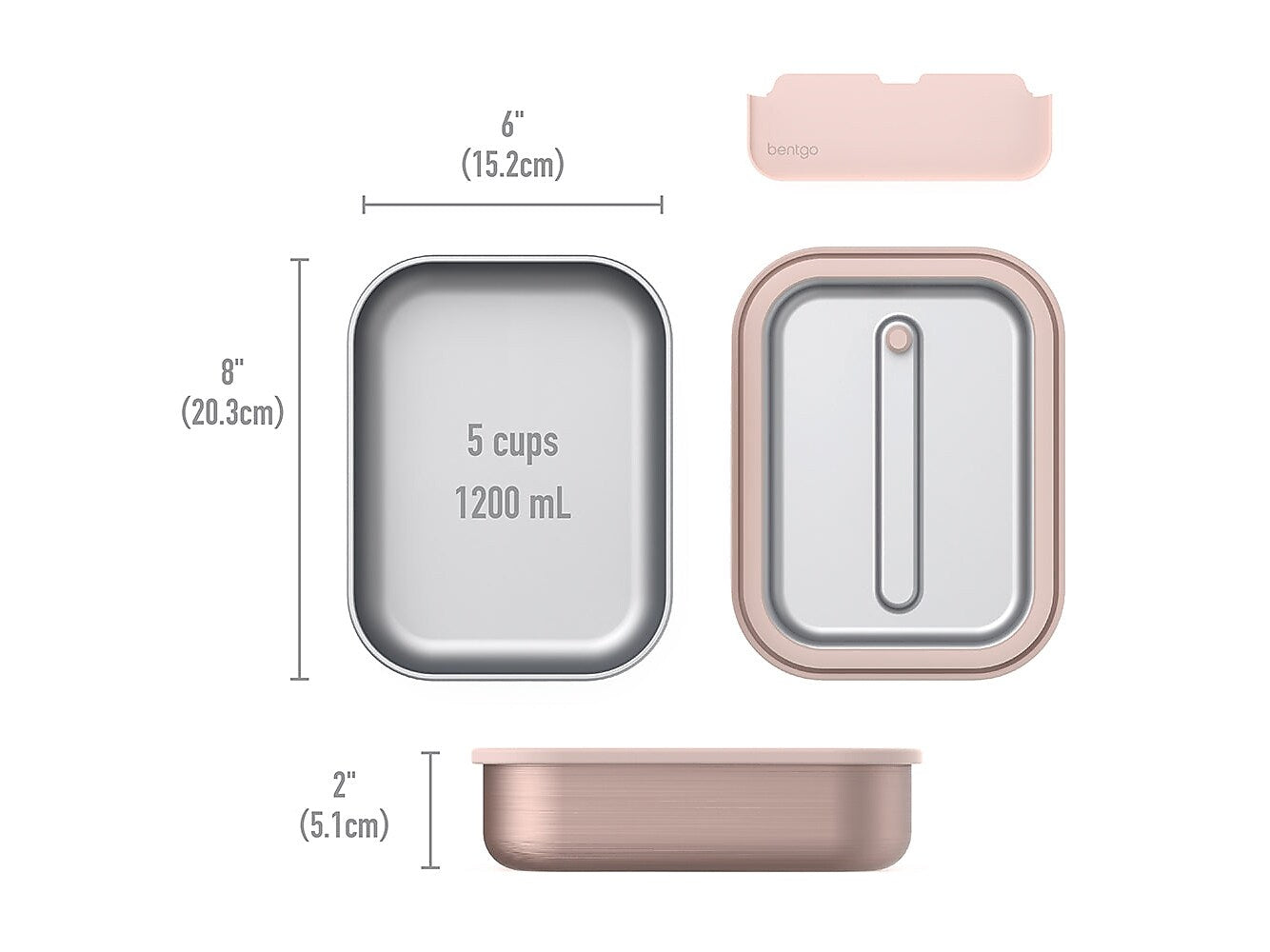 Bentgo MicroSteel Insulated Bento Box, Rose Gold, 41 oz. (BGSTLCH-RG)