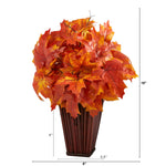 Nearly Natural 19" Autumn Maple Leaf Artificial Plant in Decorative Planter (P1548-OG)