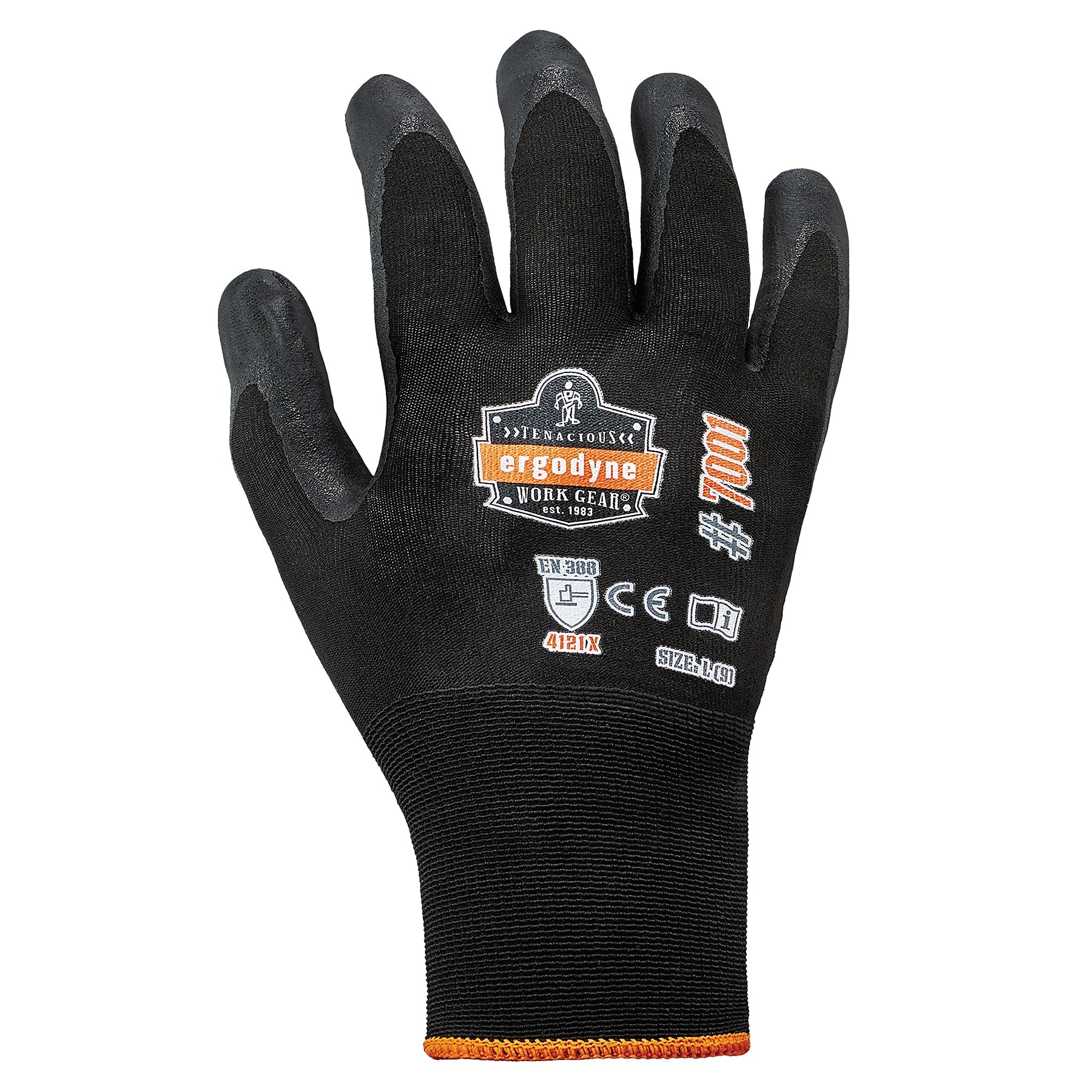 Ergodyne ProFlex 7001 Nitrile Coated Gloves, ANSI Level 3 Abrasion Resistance, Black, Small, 144 Pairs (17852)