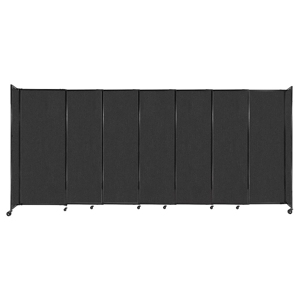 Versare ShieldWall Folding Mobile Room Divider, 82"H x 186"W, Black Fabric (DS1911202-1)