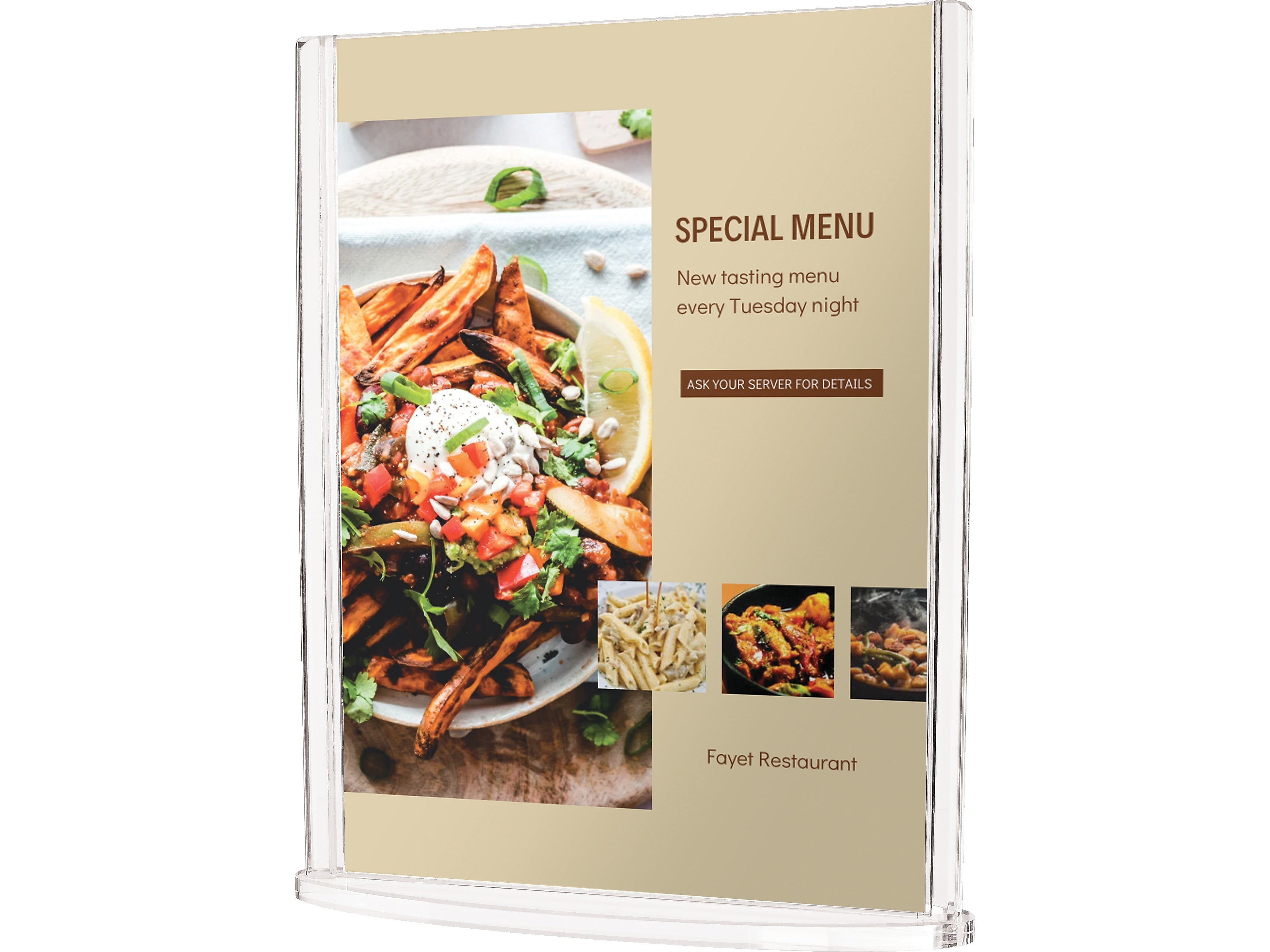 Deflect-O Sign Holder, 6.13" x 7.5", Vertical, Table Top, Clear Plastic (4431)